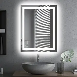 LED Bathroom Mirror 28inchx36inch with Front and Rear Lights, Stepless Dimming Wall Mirror, Anti-Fog, Shatterproof, Memory Function, 3 Colors, Dual LED Vanity Mirror (Horizontal/Vertical)