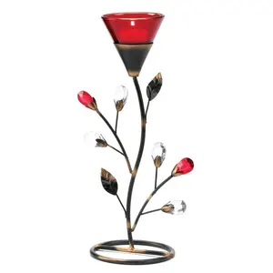 Rich Red Flower Tea light Holder