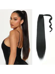 Straight Invisible Ponytail Extension Pony Tail Hair Clip in Ponytail Extension Natural Pony Tail Hair Extensions Hairpieces for Women Girls-Black