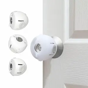 Child Proof Door Knob Covers, Toddler Door Locks, Baby Proof Safety Locks for Doors, 4 Pack/White