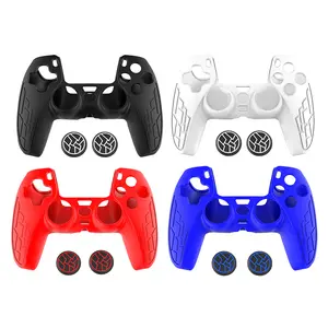 PS5 Console Controller Silicone Skin Accessories - 4-Color Shockproof Protection Cover with 2 Free Thumb Grips for Gamer Stuff  father's day gift Gaming Items ps5 accessories controller grips. controller grips.