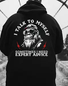I Talk To Myself Hoodie – Sarcastic Men’s Hoodie – Funny Expert Advice Quote – Grumpy Gorilla Graphic Sweatshirt