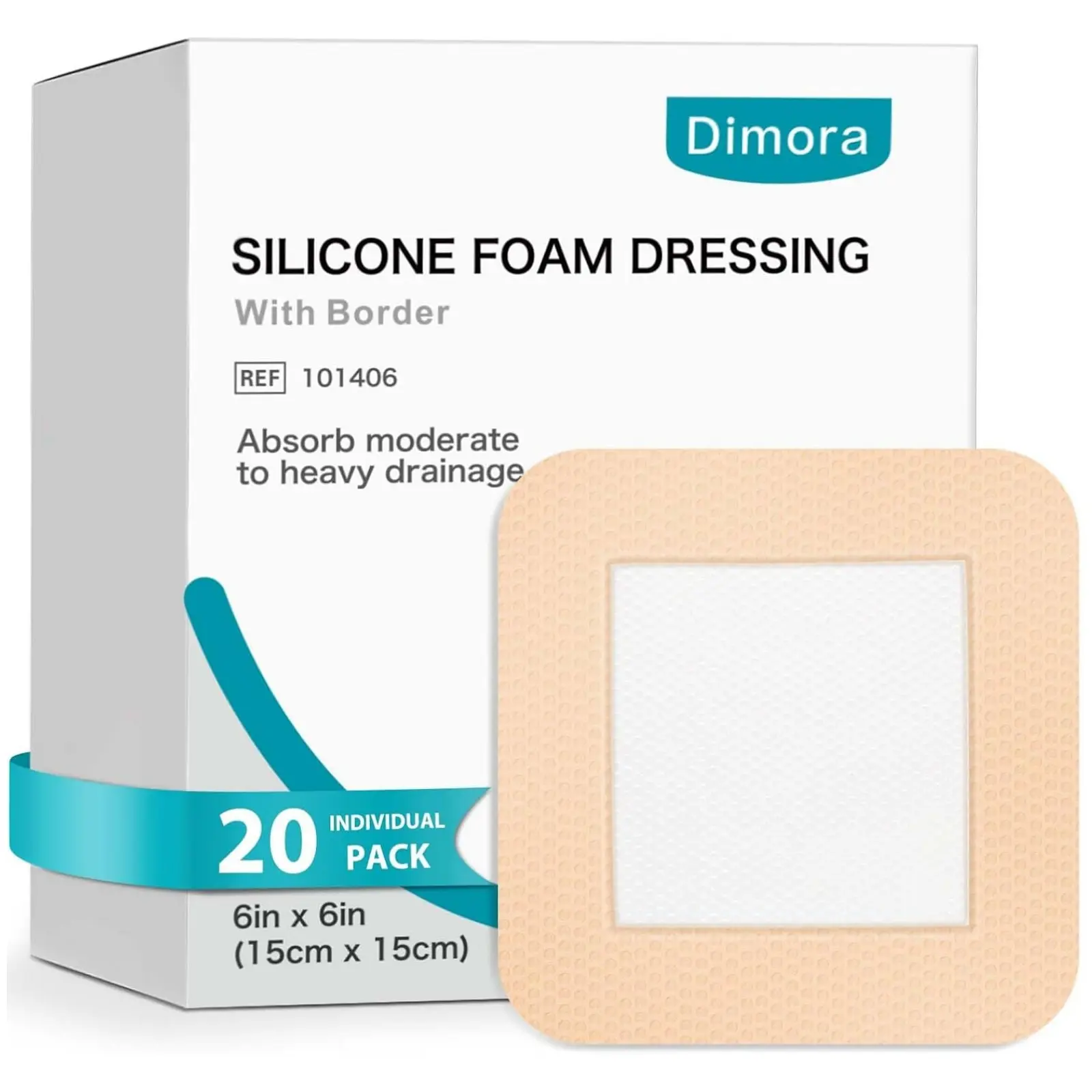 Dimora Silicone Foam Dressing with Adhesive Border, Waterproof Wound Dressing Bandage, Gentle Silicone Adhesive Pads for Sensitive Skin Care