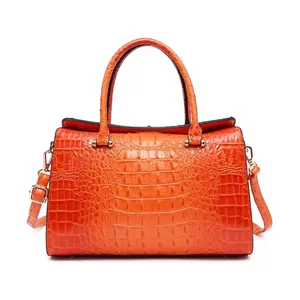 D17-Large capacity women's compartment crocodile pattern handbag with twist buckle crossbody bag