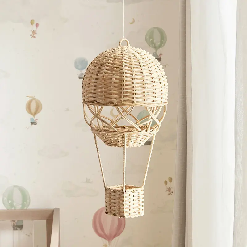 Handmade Bohemian Rattan Hot Air Balloon Ceiling Hanging Decoration - No Power Required, Ornaments for Engagement, Wedding Home Decor