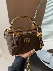 Fashion Women's Crossbody Chain Handbag, Autumn Winter Embroidered Chain Bag, Unique Design Shoulder Bag for Daily Shopping and Travel, Daily Commuting Purse