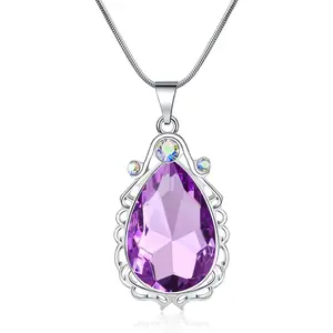 Sofia Necklace Amulet Teardrop Amethyst Pendant Necklace Sofia Princess Costumes  for Little Girls