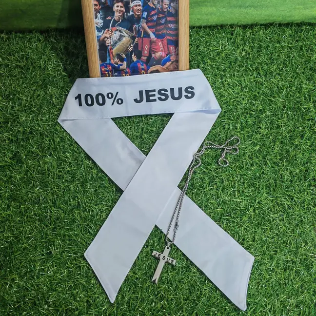 Versatile Fashion Headbands for Men Women, 100% Jesus Print Headband and Cross Necklace Set, Non-Slip Moisture-Wicking for Gym