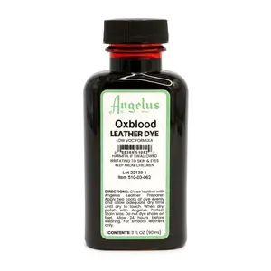 Angelus Oxblood Low VOC Leather Dye - 3 fl oz, Fade Stain Resistant, Eco-Friendly, Ideal for Casual Shoes & Smooth Leathers