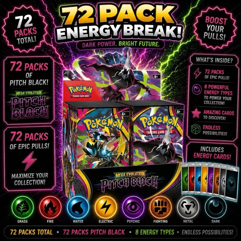 Pitch Black Pokemon Energy Break 72-Pack Trading Card Box