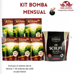 Kit Bomba Mensual = Te Divina + Sculpt Black Coffee (A month supplement ) by Vida Divina