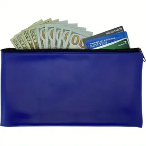 6pcs Better Office Products, Zippered Security Bank Deposit Bag, Leatherette, Cash Bag, Coin Bag, Utility Pouch