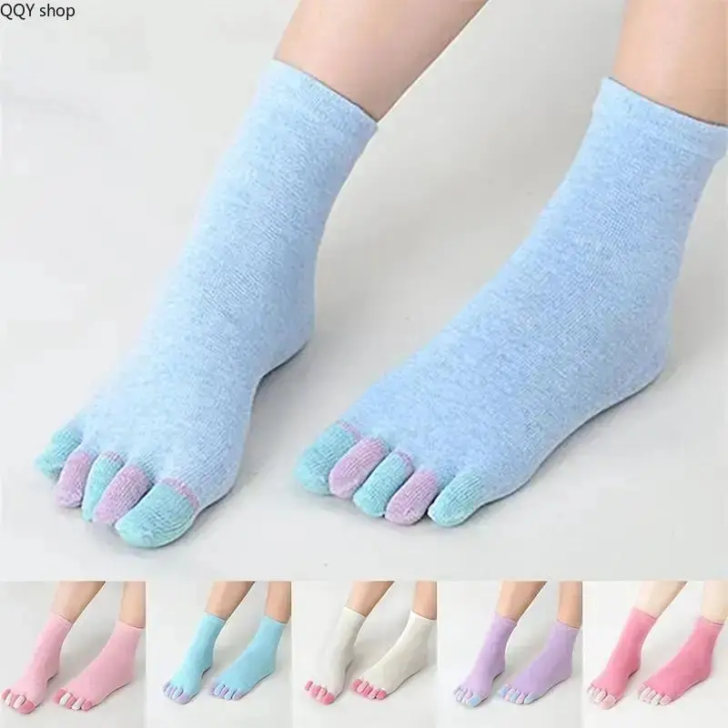 6 Pairs Women’s Cotton Five Finger Toe Socks, Breathable Crew Ankle Five Toe Socks, Comfortable Split-Toe Athletic Running Socks, Soft Cotton Casual Sport Socks for Daily Wear, Fitness Training and Outdoor Athletic Activities