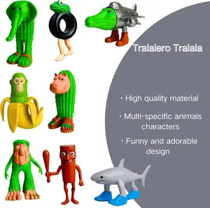 Tralalero Tralala Action Figure, 8PCS Italian Brainrot Meme Shark Figures Toys, Collectible Animals Figurine Doll Gifts for Fans educational tool Halloween
