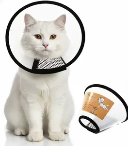 SmartWell Pet Recovery Collar Soft Edge Adjustable Protective Cone Breathable Translucent Plastic Circle For Cats Dogs Kitten Puppy Anti-Bite Wound Healing Surgery Grooming