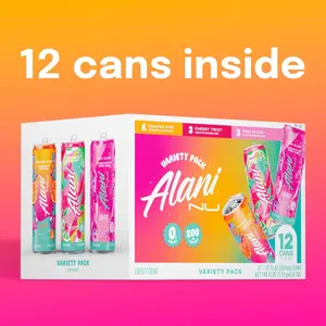 Alani Nu Energy Drink Variety Pack – Cherry Twist, Pink Slush & Orange Kiss, Zero Sugar Low Calorie Beverage with B Vitamins, 200mg Caffeine, 12 fl oz Cans, 12 Pack