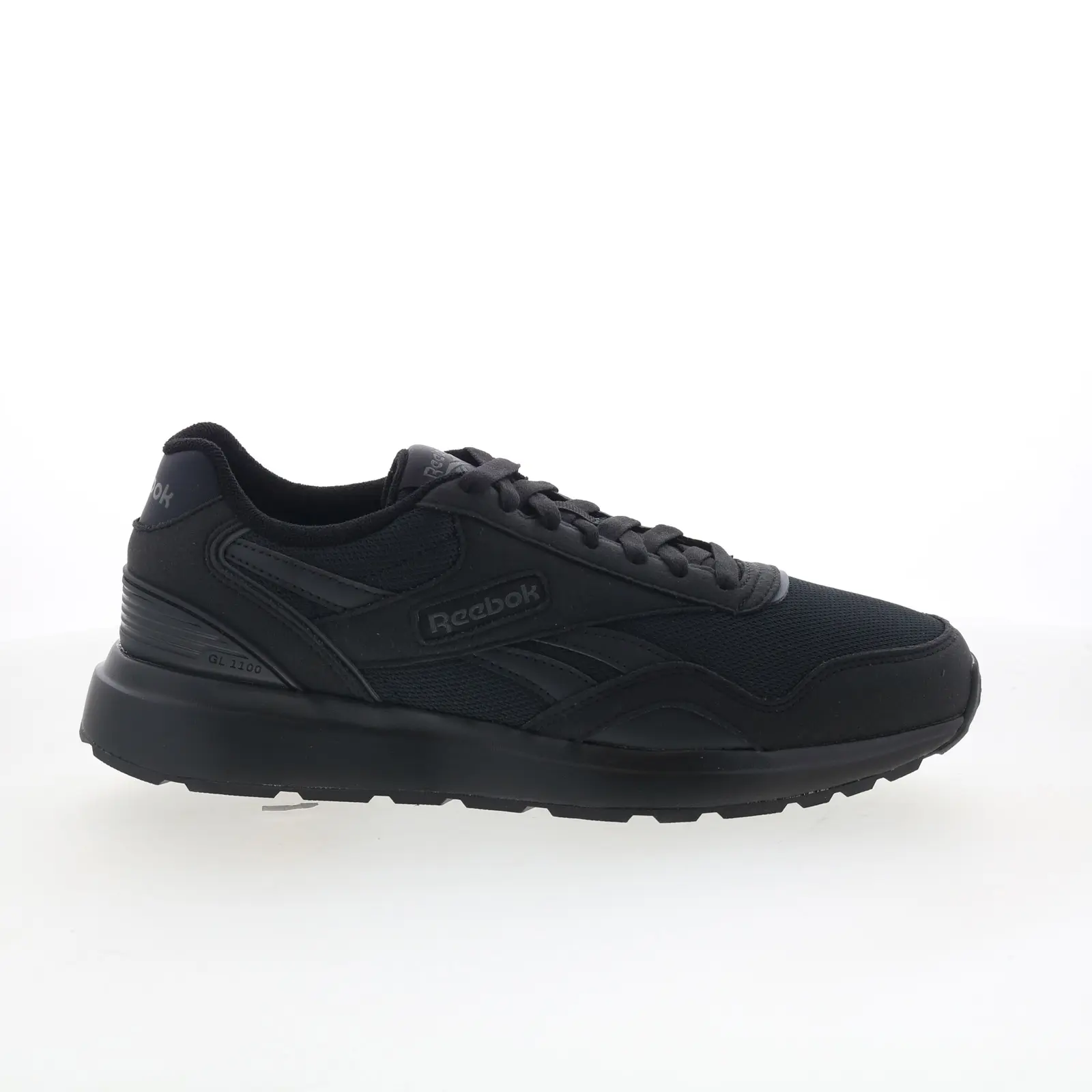 Reebok GL1100 Mens Black Suede Lace Up Lifestyle Sneakers Shoes