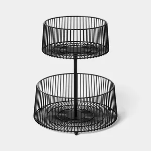 2 Tier Wire Basket - Black
