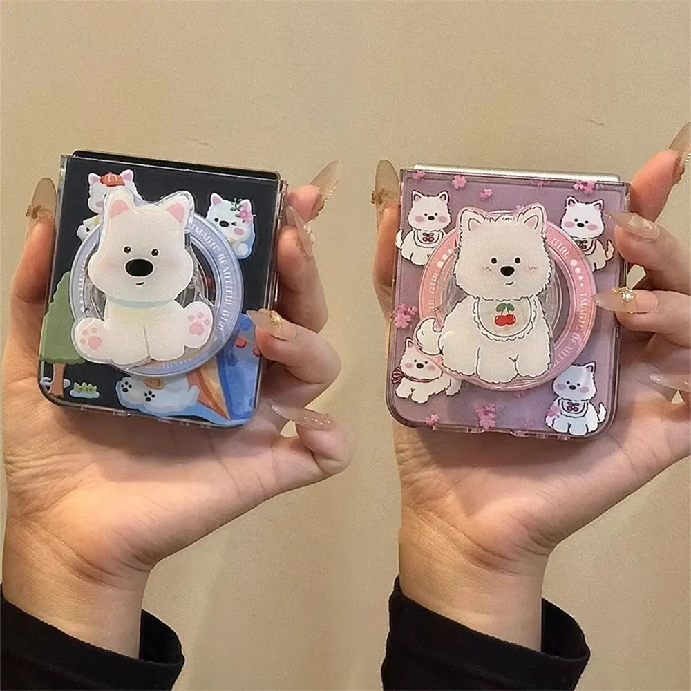 ins Korean Cute Cartoon West Highland Puppy For Magsafe Case For For Motorola Razr 50 Ultra Razr 60 For Samsung Z Flip 6/5/4/3