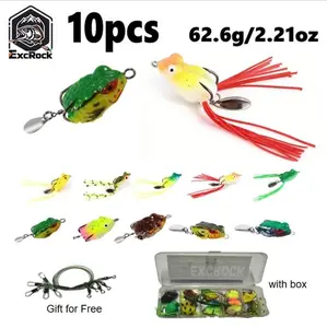 EXCROCK 10pcs Topwater mini Frog Fishing Lure Set/Kit with Hooks, Lifelike Artificial Bait, Fishing Accessories, Solocamping, Minnows Lure Set