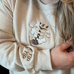 Embroidered Appa Sweatshirt, Flying Bison Shirt, Anime Embroidered Hoodie, Anime Aesthetic Gift for Fans