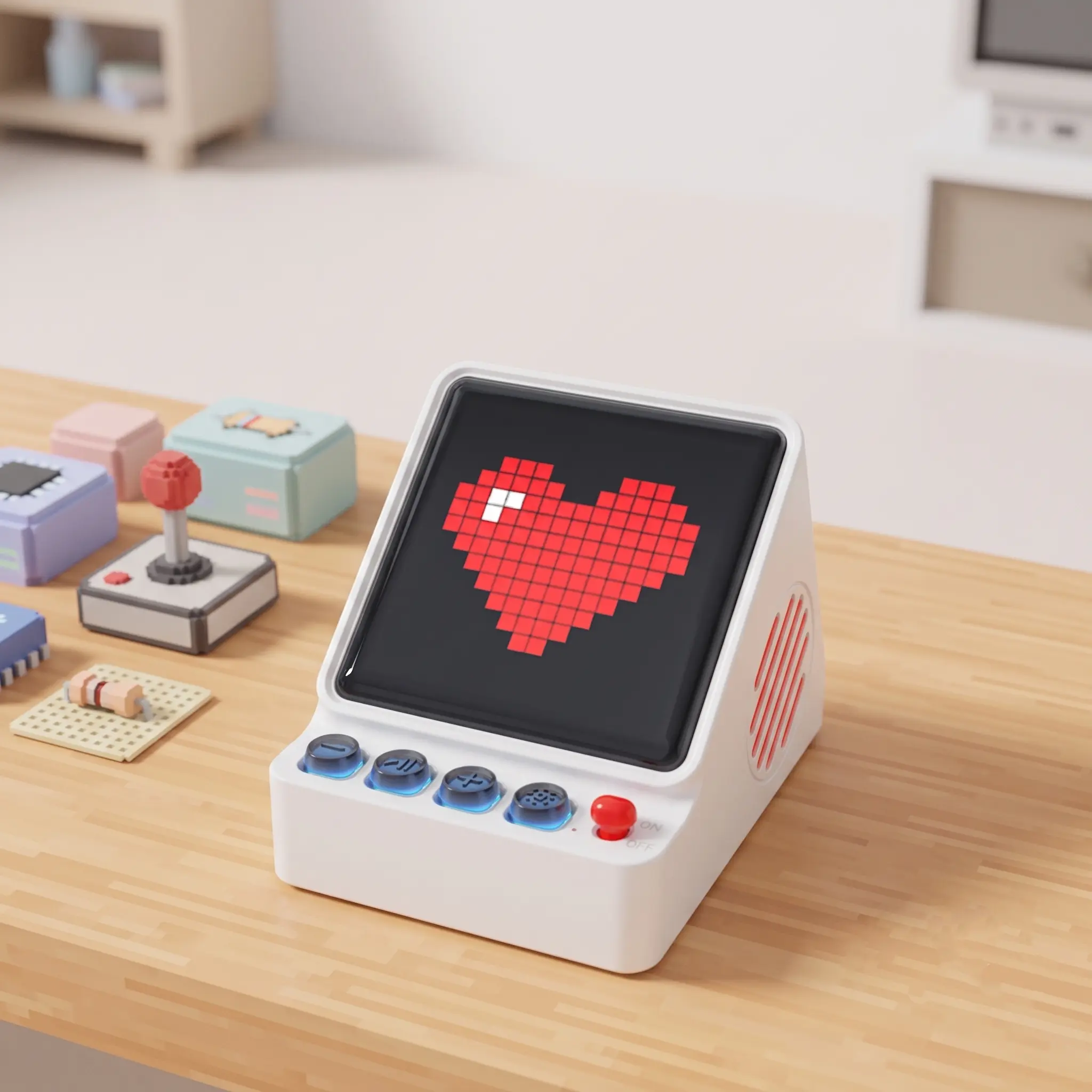 Wireless Bluetooth Speaker with Custom Pixel Display | DIY Animated Screen via App | Loud Sound with Deep Bass | Cool Gamer Room Decor & Unique Gift Idea | Black White Pink Optional