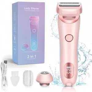 Electric Body Hair Shaver for Women, 2-in-1 Electric Body Shaver for Women's Legs Underarm Facepubic Hairs, Cordless Trimmers, Electric Shaver Women, Bikini Trimmer, USB Rechargeable Multifunctional Hair Trimmer, Intimate Pubic Trimmer, Wet Dry Trimmer