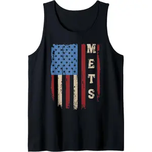 Mets Name Retro Vintage First Name Mets Lover Usa Flag Tank Top