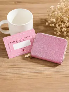 20 Pink Lucky Scratch Cards Women's Double Zipper Card Wallet Set, DIY Scratch Surprise Cards for Wedding Party Decoration, Couples Interaction Games and Party Prizes