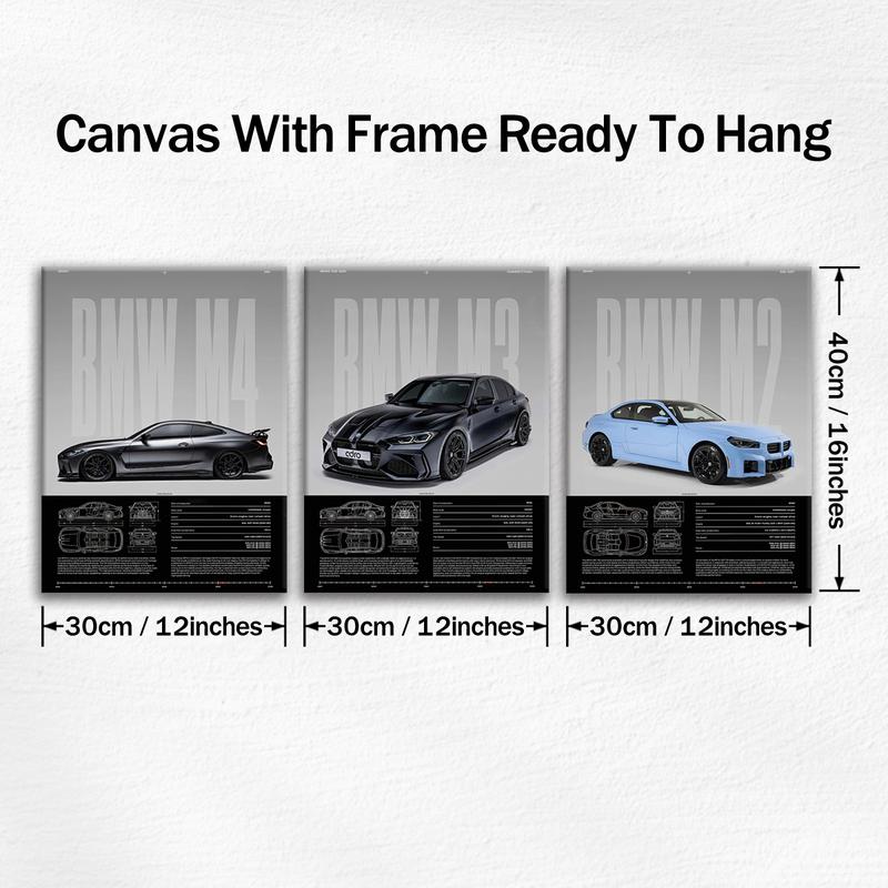 3-Piece Solid Wood Art Prints, Unframed Art Print, Bmw Series Performance Car Posters, Modern Wall Decor, Waterproof Home Decoration, Ideal Gift Set #TOP PICKS