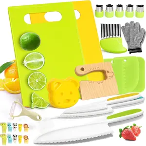 Montessori Toddler Kitchen Toy Set, 29-Piece Play Cooking Set for Kids, Safe Plastic Utensils & Cutting Board, Realistic Pretend Play