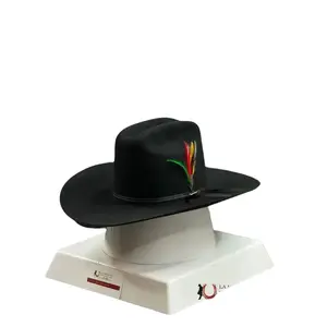 Stetson Rancher 6X NEGRO Hat with Black Color and Yellow Accents, Featuring a Red Design and Logo