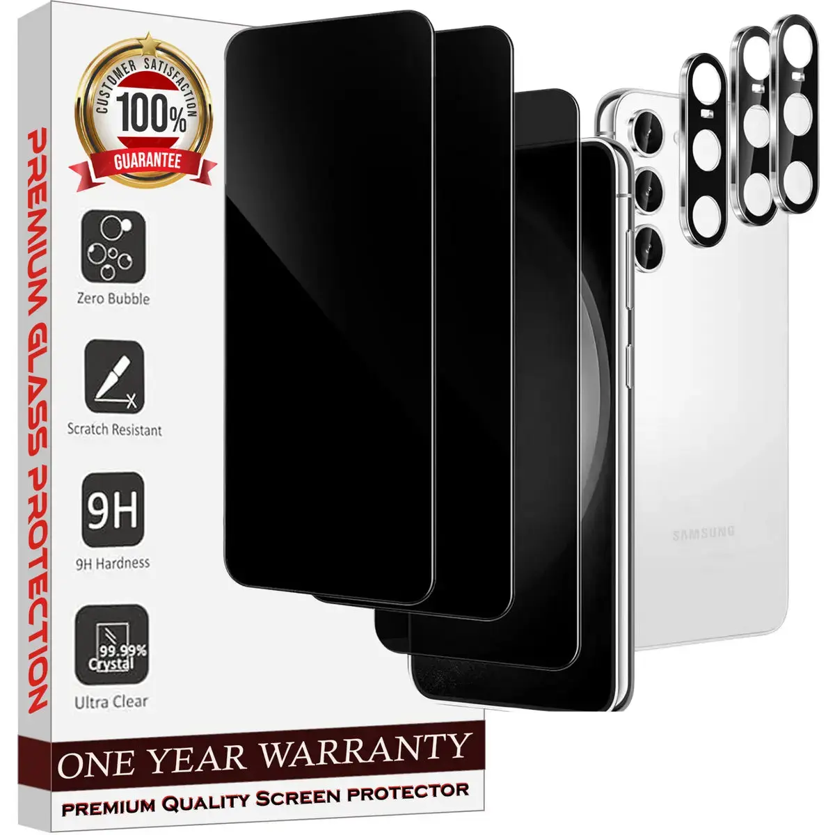 Entronix Case Privacy Screen Protector for Galaxy S23 with Camera Lens [3+3], Anti-Spy Tempered Film Protection Durable