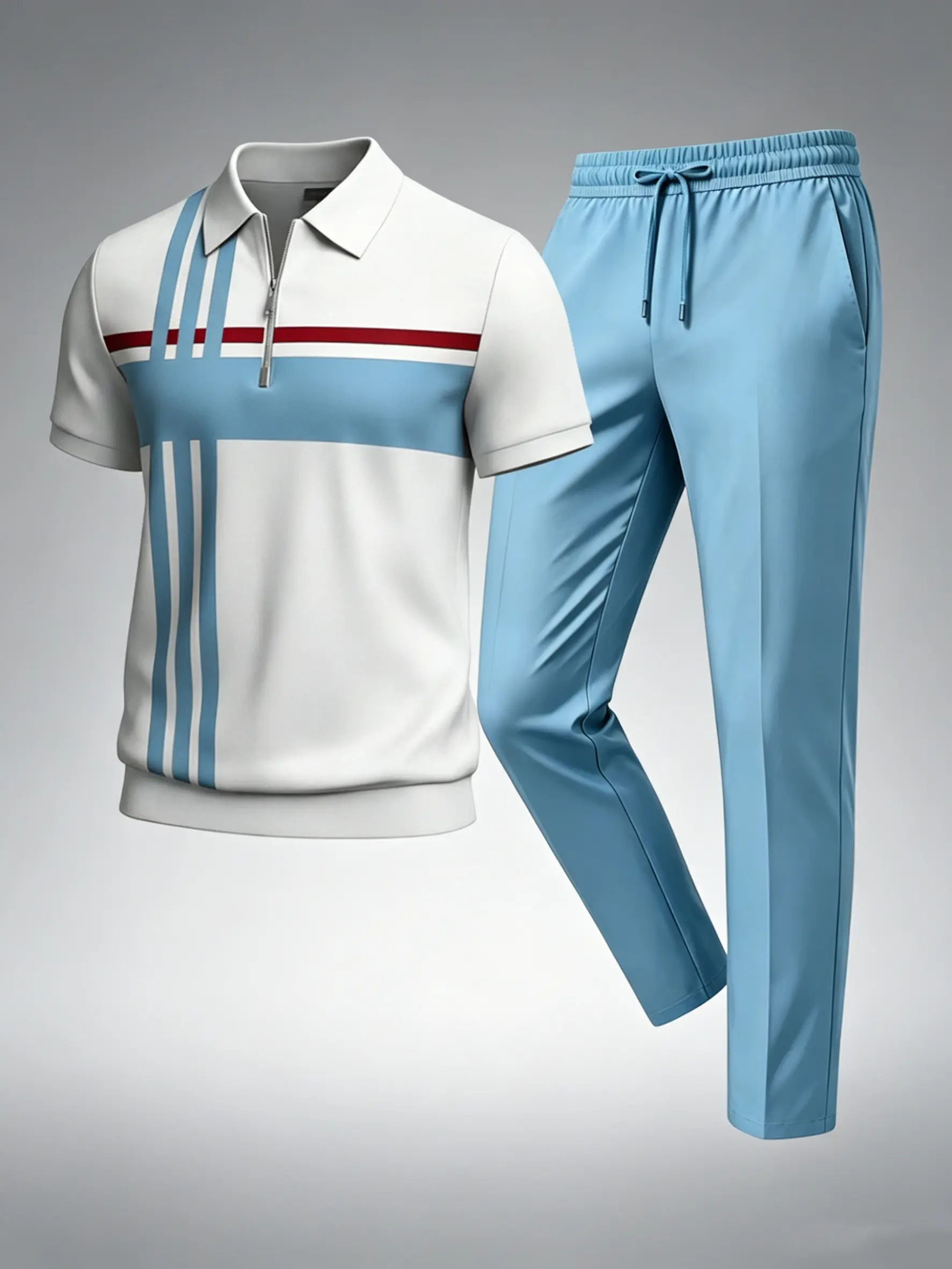 men's 2 piece sets Men's casual and fashionable zipper short sleeved and long pants set, available in multiple colors, suitable for sending loved ones, going to work, daily wear, outdoor activities, and travel fathersdaygift
