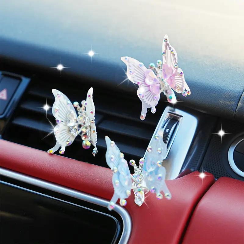 4pcs Flying butterfly decor Car accessories Home decor Wall stickers Pink butterfly Moving butterfly Purple car accessories Room decor Car ornament Car charm Car jewelry Butterfly jewelry for women Girls bedroom Decor pink room decor