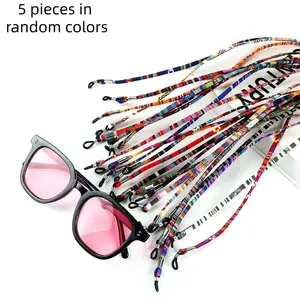 5-Pack Bohemian Non-Slip Glasses Mask Lanyard, Adjustable Flexible Strap, Unisex Multifunctional Fashion Accessory, Sports & Daily Use