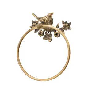 Brass Bird Towel Ring - Antique Brass