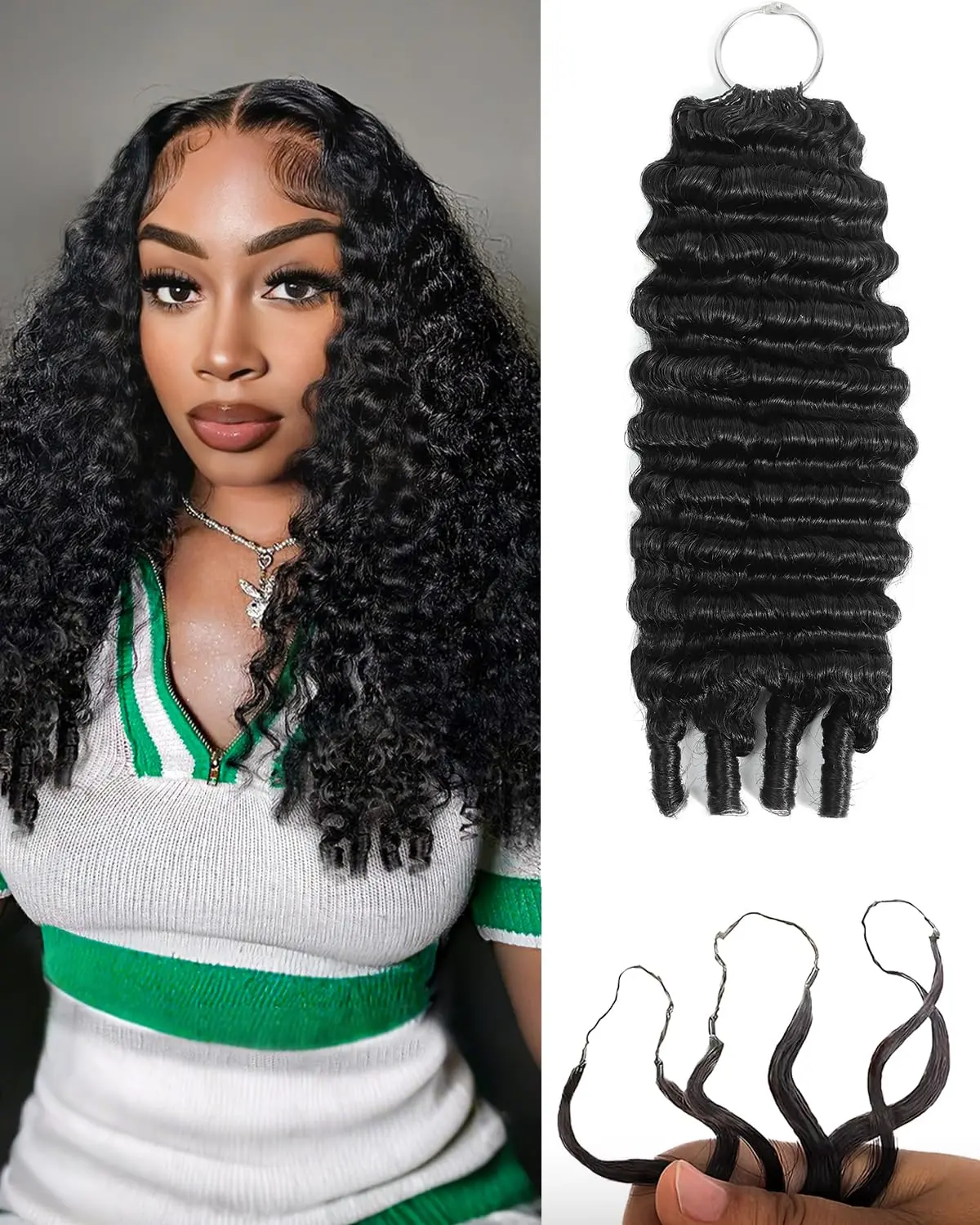 Bling Hair Crochet Hair Human Hair Extensions Miracle Knots Pre-Separated Pack– Knotless Boho Braids, 4-5 Packs for Full Head, Multiple Curly & Wave Textures Protective Hairstyles For Black Women Vacation Hair