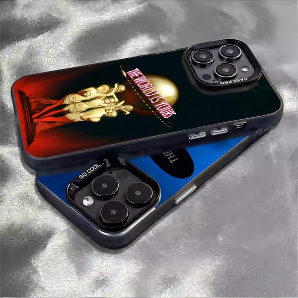 The World Is Yours S-Scarfaces Colorful Silver Back Phone Case For IPhone 17 16 15 14 13 12 11 Air Plus Pro Max Plus and Samsung Galaxy S21-S26 Ultra Fe Camera Lens Protection Shockproof Magnetic iPhone Case