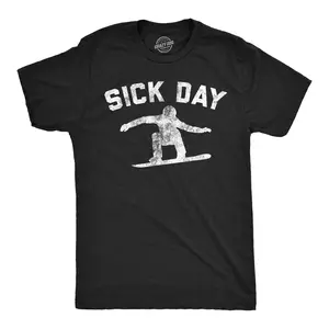 Mens Funny T Shirts Sick Day Snowboarding Sarcastic Snowboarder Joke Tee For Men Mens Funny T Shirts Cool Vintage Fashion T-Shirt Gift Classic Menswear Office Apparel for Men Novelty Tees for Guys Black -