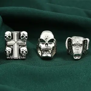 Stranger Things Jewelry Skull Ring Hip Hop Cross Retro Ring Cosplay Costume Accessory