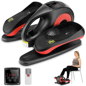 Workout Under-Desk Elliptical - Silent Electric Pedal Exerciser w/ Remote & Display, Home Cardio Machine for Office/Elderly Fitness Equipment Glute Trainer