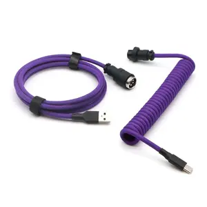 Reverse Coiled USB-C Keyboard , Double-Sleeved Mechanical Keyboard  with Detachable Metal Aviator, 1.5M USB-C to USB-A ()