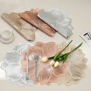 Light luxury lotus non-slip placemat PVC insulation pad hotel household western plate mat ins style table mat bowl mat decorative mat