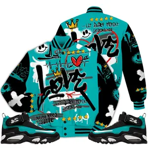 Air Griffey Max 1 Freshwater Outfit Varsity Jacket, Happy Love Beats Graffiti Love Shirt Matching Sneaker Baseball
