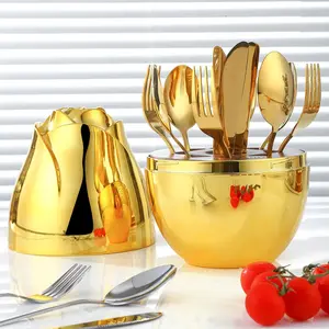Cutlery Set with Storage Box, Including Knife, Fork & Spoon & 1 Count Egg Shaped Holder, Tableware Set for Home & Party