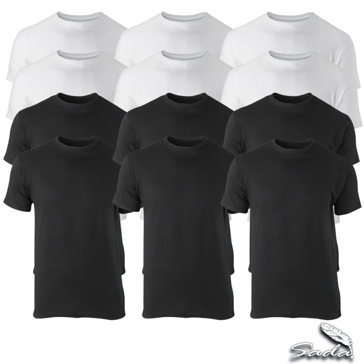 Sada Mens T-Shirt By Blooz (1 Dozen/ 12pc) Short-Sleeve 100% Cotton Crew-neck Classic Tee