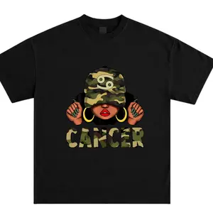 Cancer Zodiac T-Shirt Black Girl Graphic Tee Camo Hat Astrology Sign Shirt Cancer Season Horoscope Gift for Women Trendy Streetwear Outfit Birthday Gift Unisex Fashion Apparel