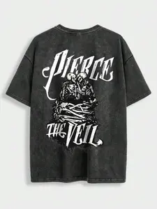Black Pickled Pierce The Veil Skull Pattern T-shirt - A must-have for die hard fans | Punk Rock Skull Print | Ideal choice for holiday and casual wear|