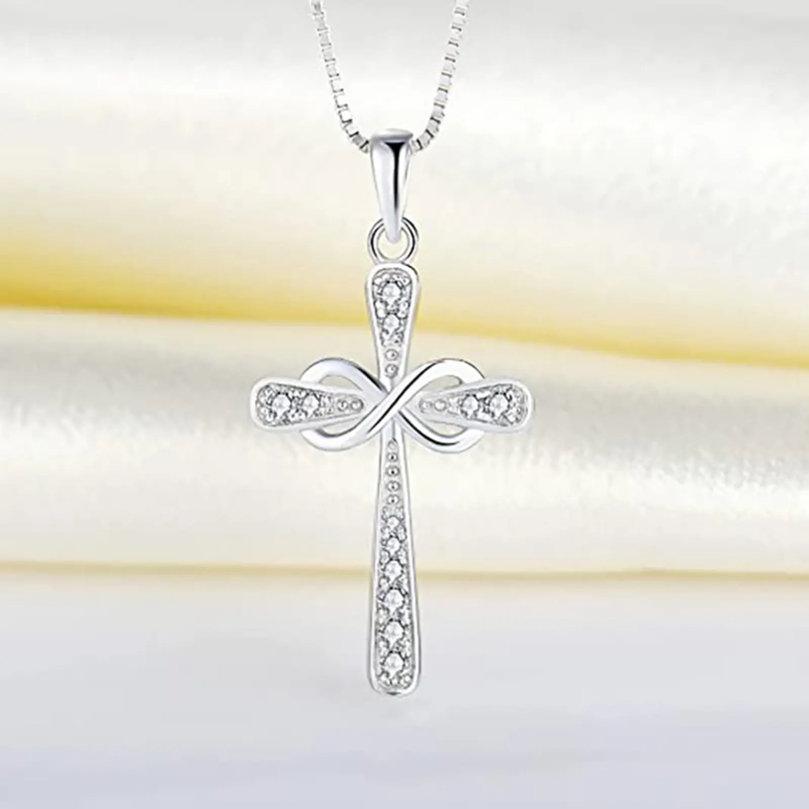 Zircon Necklace Infinity Cross Pendant Necklace Women's Daily Wear Gift